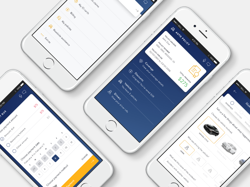 Liberty Mutual App auto concept design interface ui icon typography art direction insurance mobile app ios