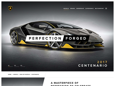 Centenario Teaser car design lamborghini landing simple site type typography ui web web design website
