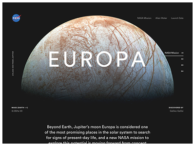 Europa Teaser circular grid jupiter landing moon simple site space type ui web web design