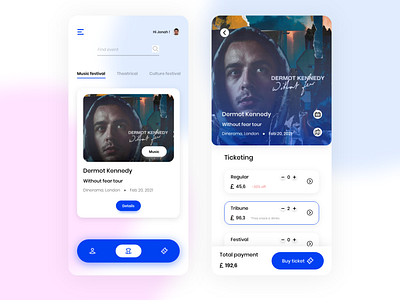 Event and ticketing app UI design