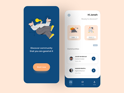 Community app UI concept app appdesign design dribbble illustration illustrations mobile app design ui uidesign uiux