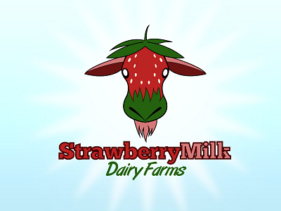 StrawberryMilk Dairy Farms Logo adobe cow design illustrator logo strawberry vector