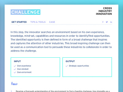 Cross Industry Innovation checklist gradient logo navigation typography