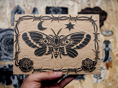 Falena art design illustration illustrations ink makers print printmaking tattoo woodcut wooden