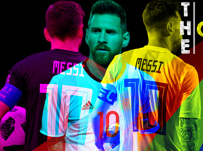 Compelling, overlapping, tricolor figure portraits. cover design design graphic design messi poster design rgb