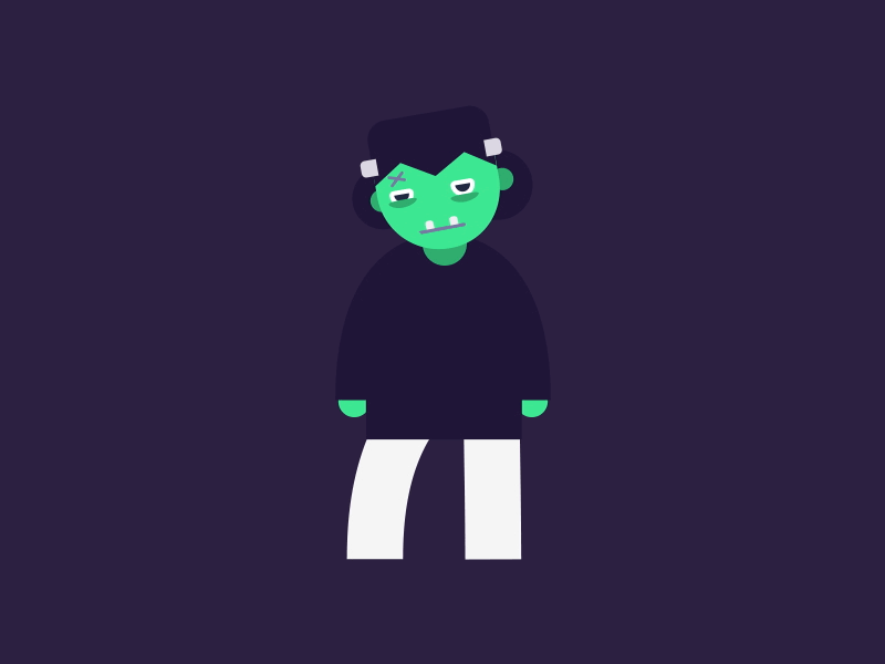 Who said bad monster should be male characters?? 2d animation character design frankenstein gif halloween illustration motion design spooky vector