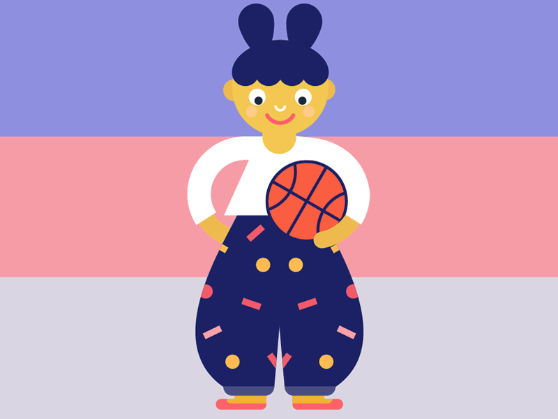 Girls 2d basketball character design cool feminism gif girls illustration skateboard style vector