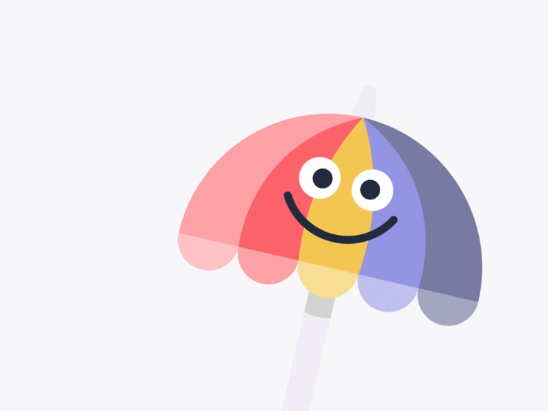 Brolly 2d animation character character design colours design face gif illustration motion design rainbow sun umbrella umbrella vector