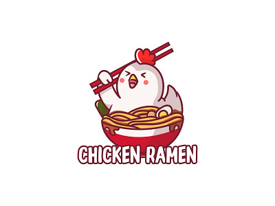 Chicken ramen Logo animal character chicken cute food illustration logo noodle ramen ui