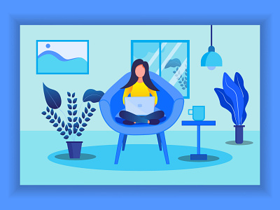 A women working at home illustration concept