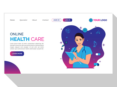 Online Medical Service Landing Page With Illustration character design concept design doctor healthcare illustration landing page design landing page ui landing pages medical medical care portrait illustration vector vector drawing vector illustration vectorart