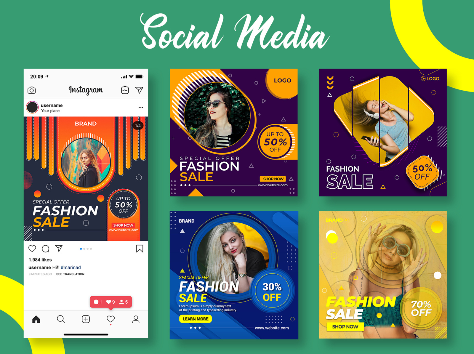 Social media post template design. by Azizul Haque on Dribbble