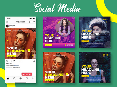 Social media post template set