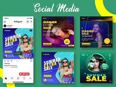 Awesome unique social media design of summer sale posts