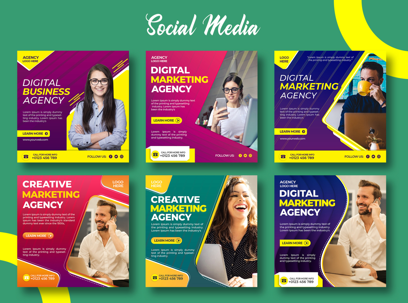 Awesome Unique Social Media Design Of Digital Agency Posts 2 By Azizul 