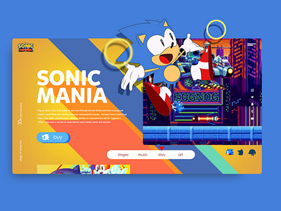Sonic Mania Web Design adobe blue cartoon desktop happy photoshop sonic sonic mania ui ux webdesign