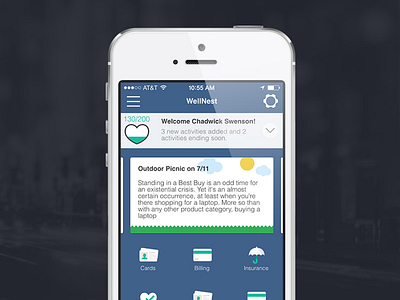 HTML5 iOS7 Wellness Application Prototype health home icons ios ios7 message mobile ui ux welcome