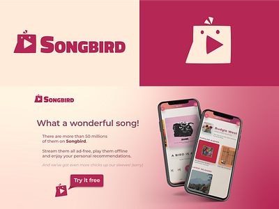 Songbird | Logo for a Music Streaming App app bird logo logo design logotype music music app music player