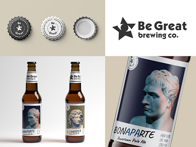 Be Great brewing co. | Logo and packaging antique beer bottle branding eye label logo logo design logotype packaging star