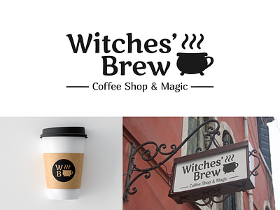 Witches' Brew | Coffee Shop Logo black and white branding cafe coffee coffee shop cup logo logo design logotype magic