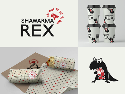 Shawarma REX | Logo and branding for a Shawarma Joint branding dinosaur food logo logo design logotype pattern shawarma street food