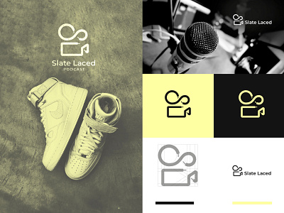 Slate Laced Podcast - Lodo Design brand design branding combination mark design graphic design illustration laces logo design logo design concept podcast podcast app sneaker vector