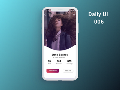 User Profile app app design daily ui 006 daily ui challenge dailyui design dribbble likes ui user profile