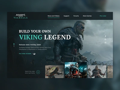 Assasin s Creed Valhalla assassins creed daily ui challenge design game game design gaming website landing landingpage promo ui valhalla vikings webdesign