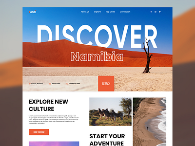 Travel web site africa design landing page landing page design landingpage namibia nature travel travelling uxui webdesign