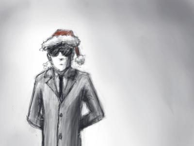 secret santa (toodle) 2 color agent character christmas illustration justforfun santa sketchy tablet toodles