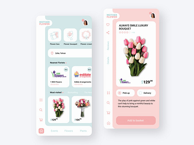 online flower ordering app app flat florist flower hellodribbble love mobile app mobile design online shop pink plants typography ui ui design ux