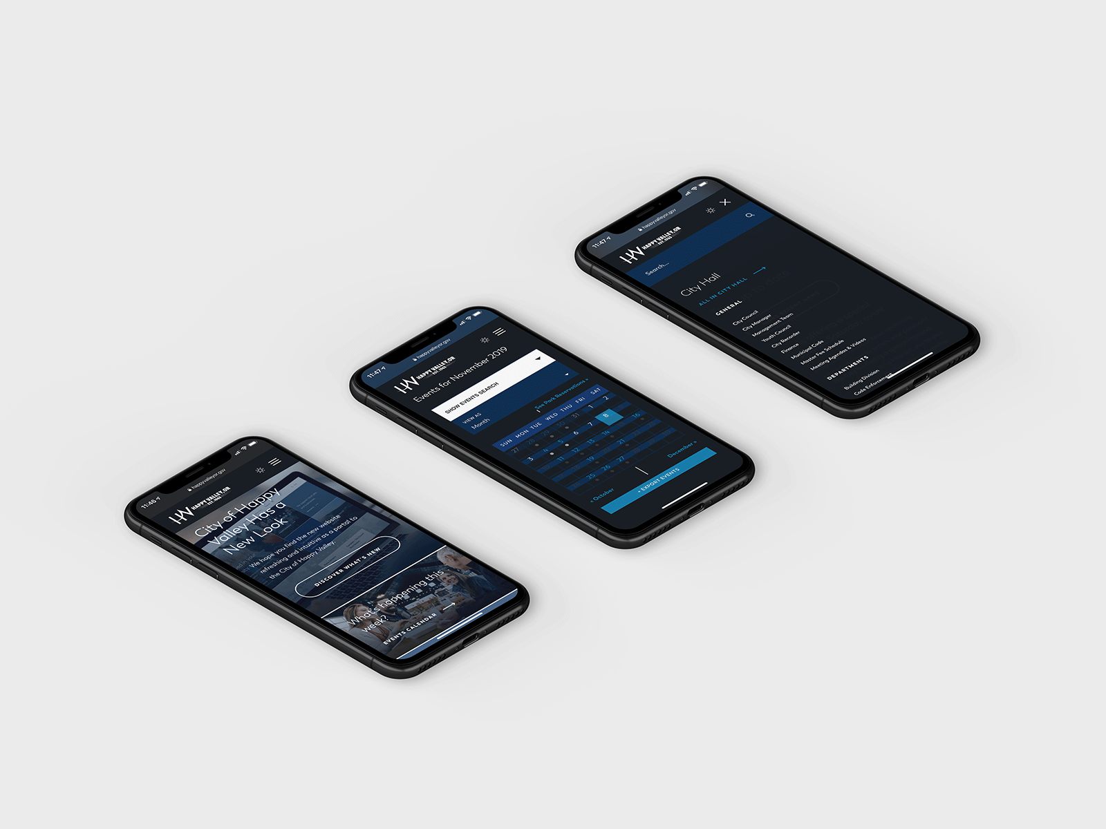 City of Happy Valley Mobile- Dark/Light Mode dark mode design minimal seo strategy ux webdesign website