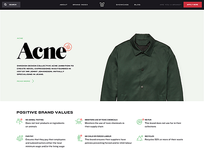 Fashion brand page cta fashion green iconography icons web webdesign