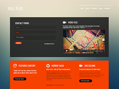 Full Flex Theme WIP application design grid orange radius rounded template themeforest web web design website