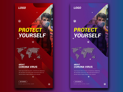 Creative Corona Virus Roll Up Banner Template Design