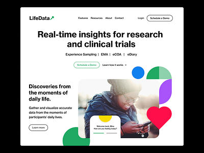 LifeData initial website concept abstract colorful design homepage typography website