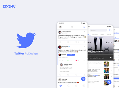 twitter Redesign adobe xd app concept design mock ups photoshop redesign redesigned texvax twitter ui ux