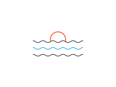 Sunset. blue brand idendity illustration line minimal orange sun vacation vector waves