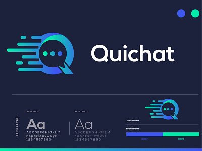 Quichat is a complete Chat app for texting (SMS, MMS) and chat app illustration logo