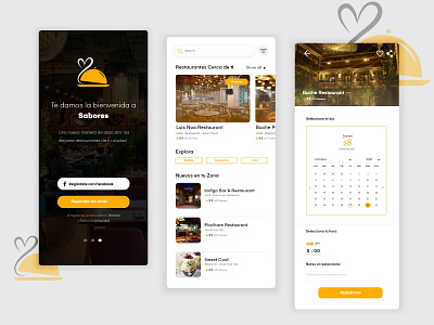 Sabores App - (Welcome, Home & Reserve Screens) app branding design icon typography ui ux