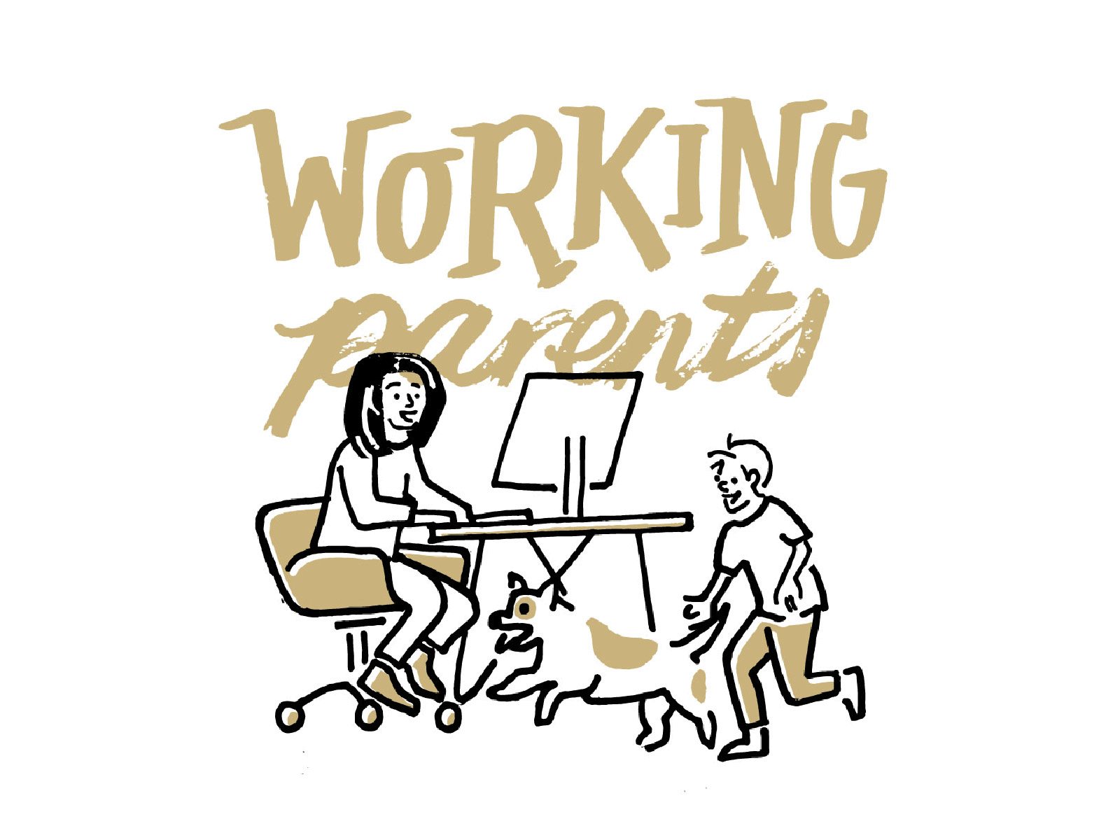 Working Parents clean design hand lettering illustration typography