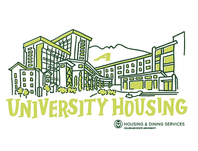 University Housing design hand lettering illustration