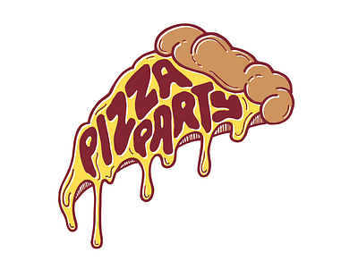 Pizza Party design hand lettering illustration poster