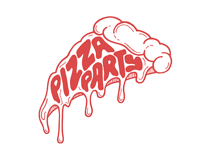 Pizza Party design hand lettering illustration poster