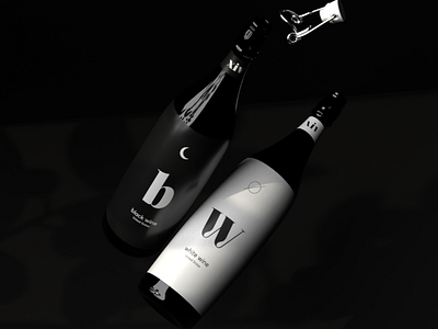 XIV Black and White Wine Bottles