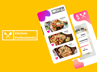 Kitchen Professionals Mobile Ui brand branding design food gradient logo logos markup minimalistic mobile modern phone ui uiux ux yellow