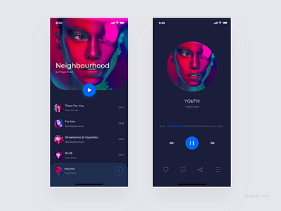 Music Player Dark app audio app audio player daily design dribbble invite ios music ui