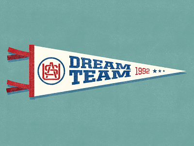 1992 Dream Team basketball design distressed dribbbleweeklywarmup illustration pennant typography usa vector weeklywarmup