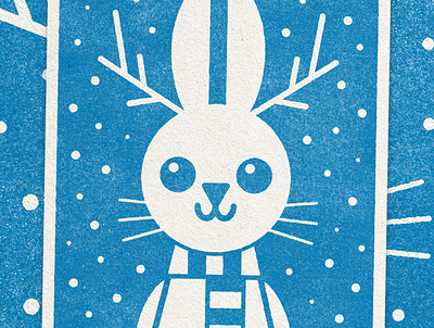 Holiday Jackalope christmas design distressed holiday holiday card illustration jackalope snow vector