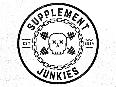 Supplement Junkies badge logo skull supplement texture